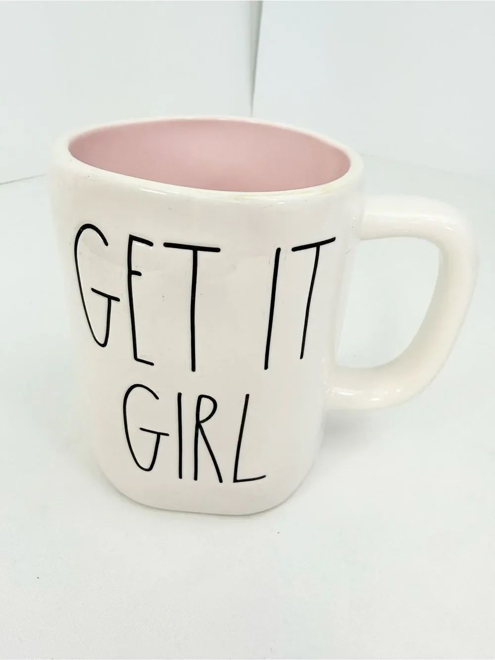 Rae Dunn White Black GET IT GIRL Motivational Signature Ceramic Coffee Tea Mug